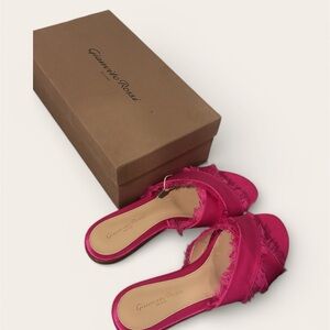 Gianvito Rossi Pink Frayed Satin Slide Sandals